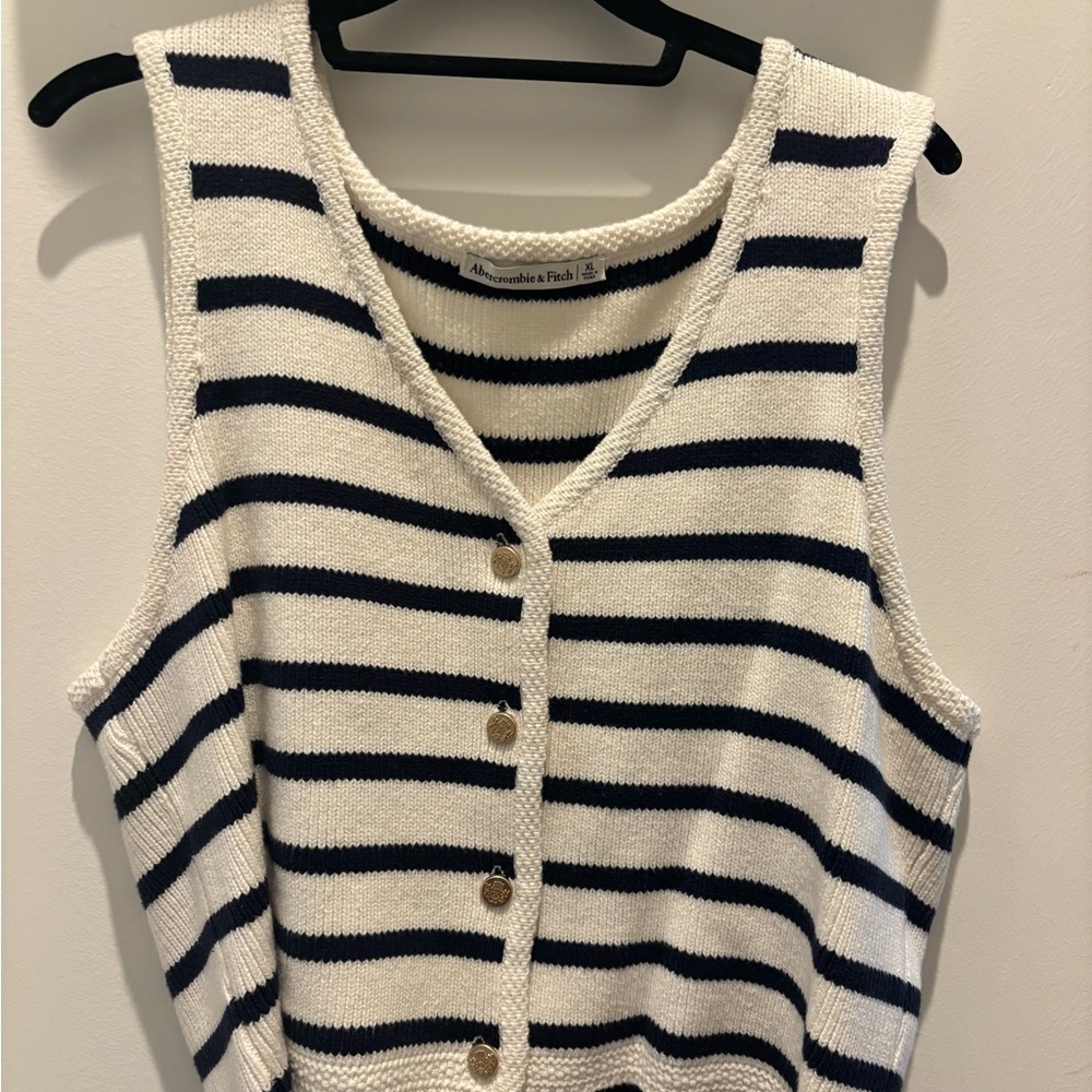 Abercrombie & Fitch Striped Tank Top - Navy and White
